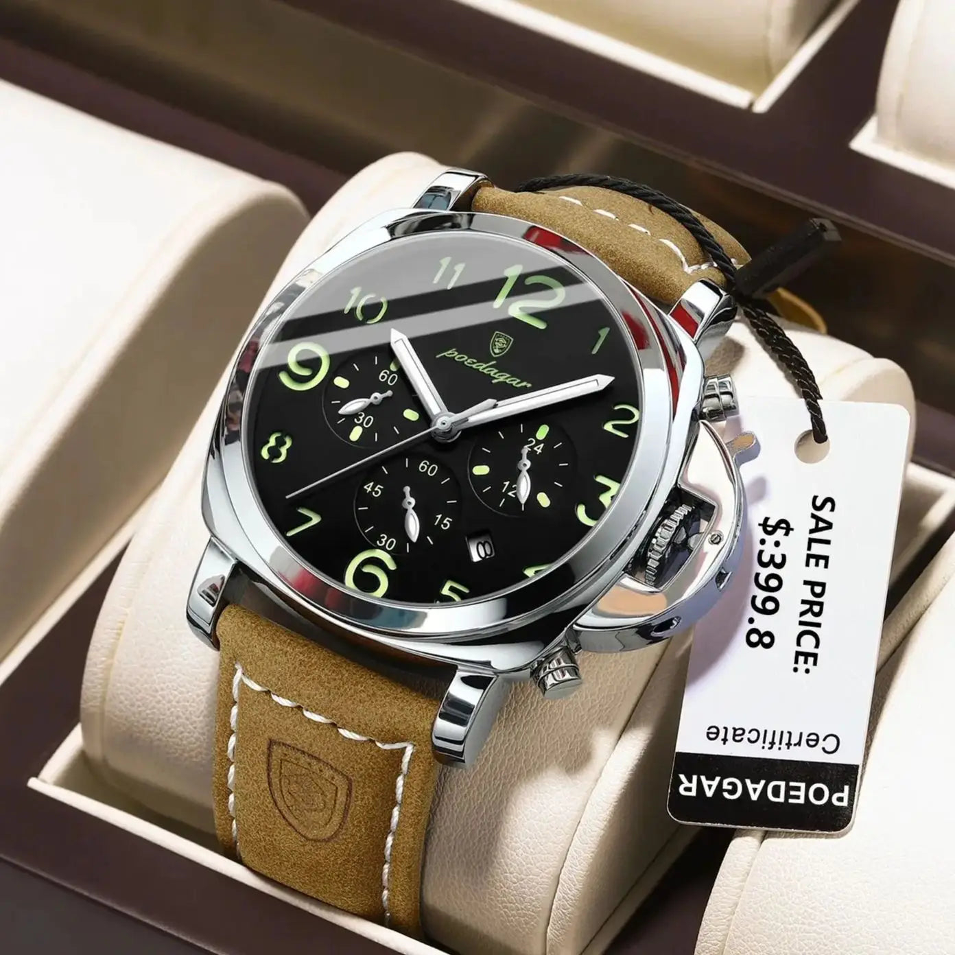 Luxury Waterproof Military Watch for Men Luminous Leather - Smarsty