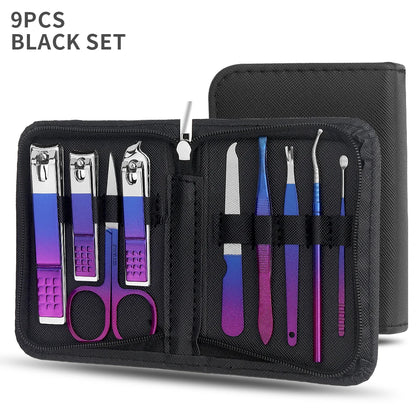 9/18 pcs Gradient Color Nail Clippers Manicure and Pedicure Tool Set - Includes Cuticle Nippers and Cutter Kit - Portable Groom