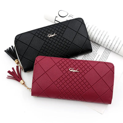 Zipper Money Coin Purse Women Card Holder Long PU Leather Clutch Wallet Large Capacity Lady Wristlet Phone HandBags Money Pocket - Smarsty
