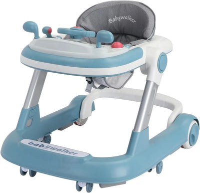 2 in 1 Baby Walker, Toddler Baby Push Walker with Removable Feeding Tray and Music Tray(Without Battery), Foldable Walker - Smarsty