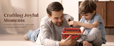 Robotime rolife London Tour Bus 3D Wooden Puzzles Wood Model Toy Car to Build Crafts Collectibles Gifts for Boys Girls - Smarsty