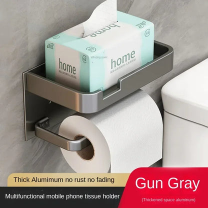 Black Gold Wall Mount Toilet Paper Holder with Shelf - Smarsty