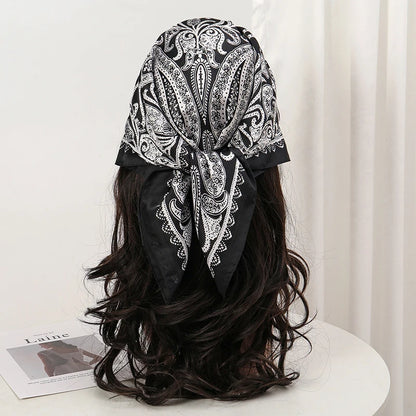 Bohemian Floral Print Silk Scarf for Women Sun Protection - Smarsty