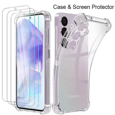 Glass Case With Silicone Cover For A55 Shockproof Design - Smarsty