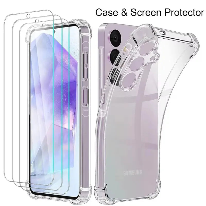 Glass Case With Silicone Cover For A55 Shockproof Design - Smarsty