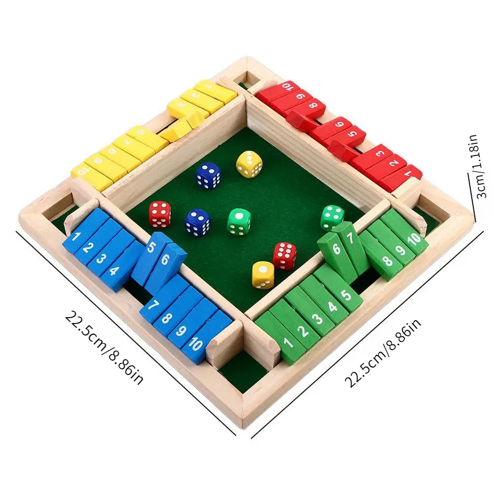 Arithmetic Dice Board Game Four-Sided Flip Card Games Box Dice Toys Wooden Flaps Dices 4 Players Party Number Game Board Games - Smarsty