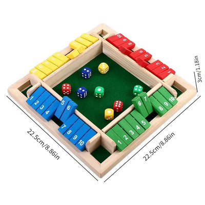 Arithmetic Dice Board Game Four-Sided Flip Card Games Box Dice Toys Wooden Flaps Dices 4 Players Party Number Game Board Games - Smarsty