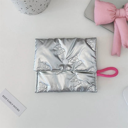 Silver Bow Coin Purse Zipper Wallet Organizer Cosmetic Bag - Smarsty