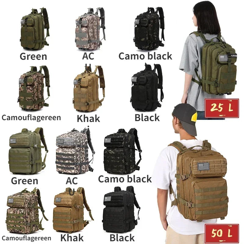 25L/50L Tactical Backpack Molle Bag Outdoor Bags Backpack for Hiking Camping Trekking Hunting Fishing GYM Bags Backpacks - Smarsty