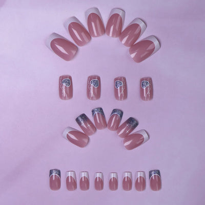 24PCS Short Pink French Press On Nails for Easy Glam - Smarsty