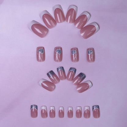 24PCS Short Pink French Press On Nails for Easy Glam - Smarsty