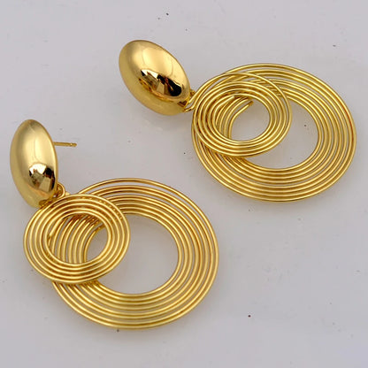 Trendy Big Round Dangle Earrings for Women in Golden Silver - Smarsty