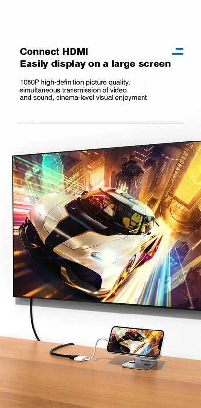HD 1080P Lightning to HDMI Adapter for Seamless Audio Video Sync - Smarsty