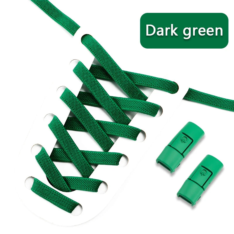 No Tie Shoe laces Press Lock Shoelaces without ties Elastic Laces Sneaker Kids Adult 8MM Widened Flat Shoelace for Shoes - Smarsty