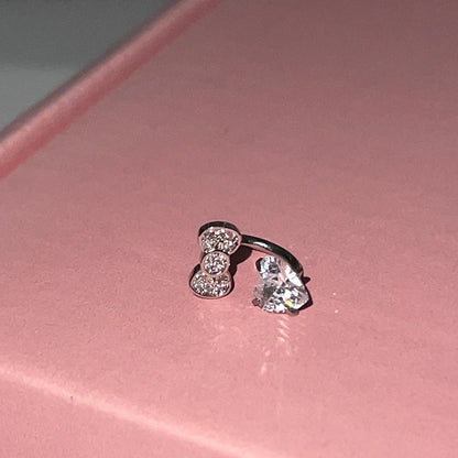 Stainless Steel Heart Bowknot Zircon Stud Earrings Cute - Smarsty