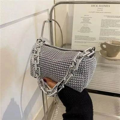 Rhinestone Bucket Bag Glitter Chain Purse Crossbody Mini - Smarsty
