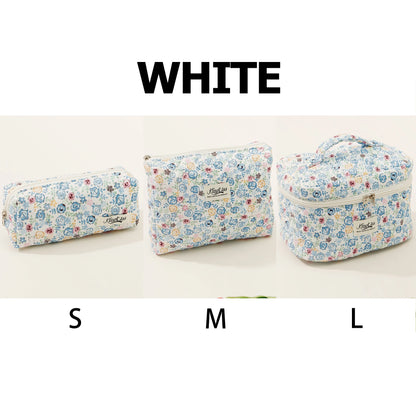 1pcs Cute Quilted Cotton Makeup Bag Women Zipper Cosmetic Organizer Cloth Handbag Box Shape Portable Toiletry Case for Girls - Smarsty