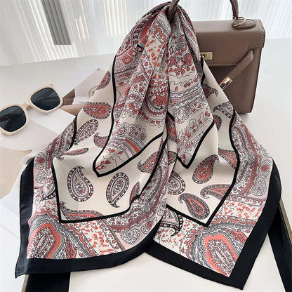 Luxury Leopard Print Silk Scarf for Women Spring Summer - Smarsty