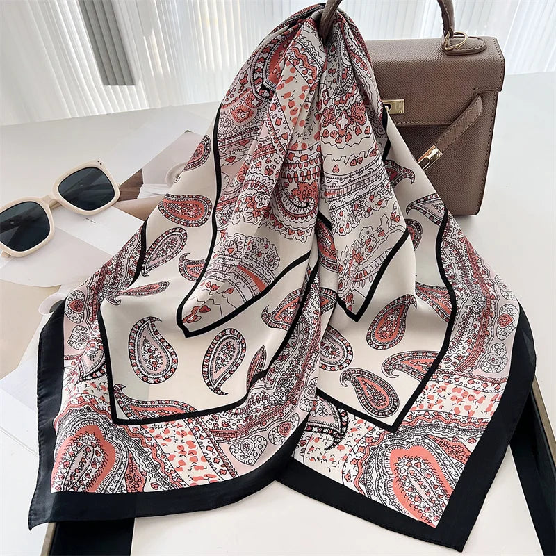 Luxury Leopard Print Silk Scarf for Women Spring Summer - Smarsty