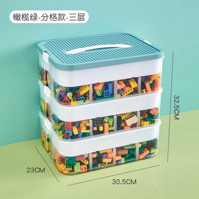 1/2/3 Layers Kids Building Block Storage Box Adjustable Sundries Container Classified Small Storage Container Toy Organizer Box - Smarsty