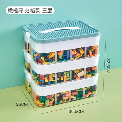 1/2/3 Layers Kids Building Block Storage Box Adjustable Sundries Container Classified Small Storage Container Toy Organizer Box