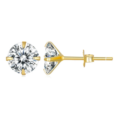 Bamoer CZ Stud Earrings 925 Sterling Silver Platinum Plated Round Cubic Zirconia Hypoallergenic Barbell Earrings 4-7mm - Smarsty