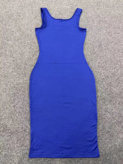 AliExpress Summer Sexy Tank Top Dress European and American Plus Size Women's Sleeveless midi Dress - Smarsty