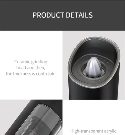 Electric Automatic Salt & Pepper Grinder with Spice Mill Storage Bins Kitchen Adjustable Grinding Tool by Smarsty