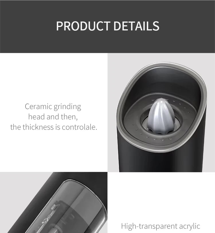 Electric Automatic Salt & Pepper Grinder with Spice Mill Storage Bins Kitchen Adjustable Grinding Tool