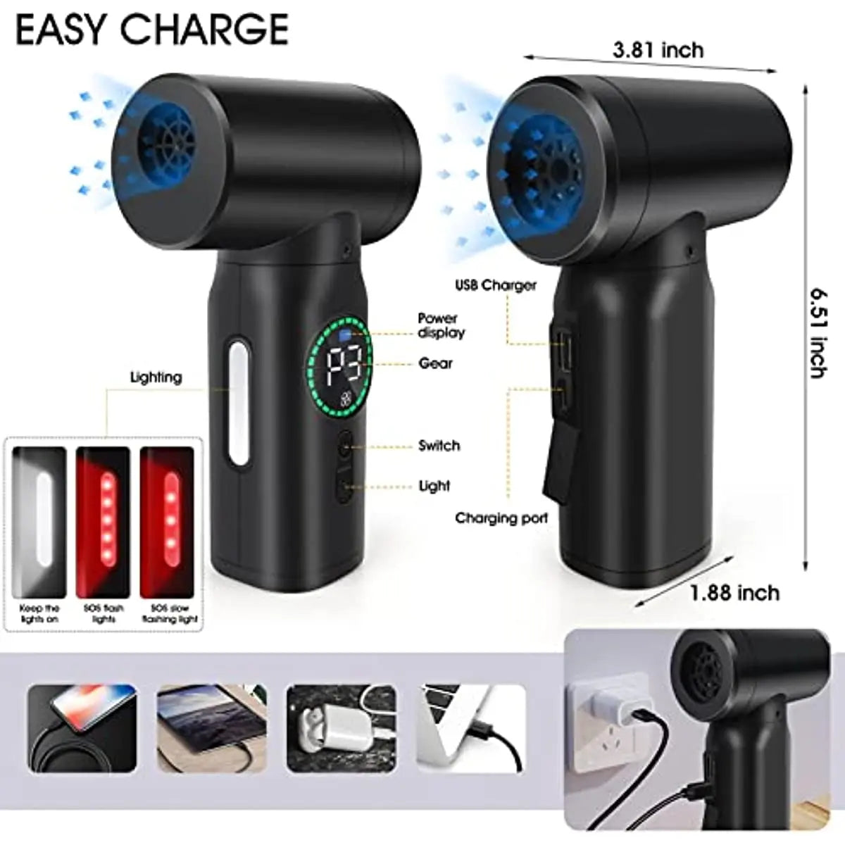 Cordless Air Duster Vacuum Cleaner Portable 7500mAh