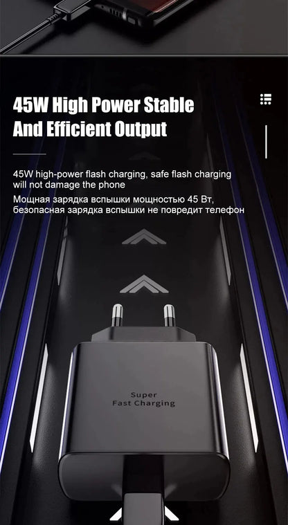 45W PD USB C Fast Charger S24 UltraMax Cable Included - Smarsty