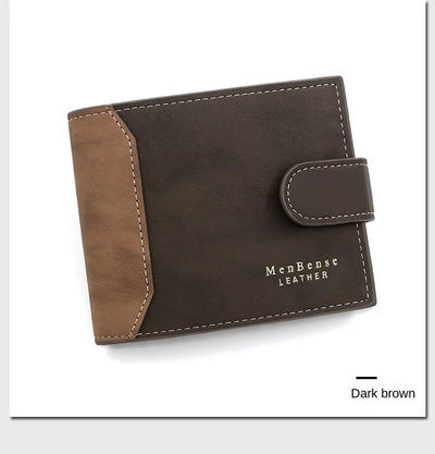 Men's Wallet with Hasp Business Card Holder Case Male Short Purse PU Leather Money Bag for Men Credit Card Wallets - Smarsty