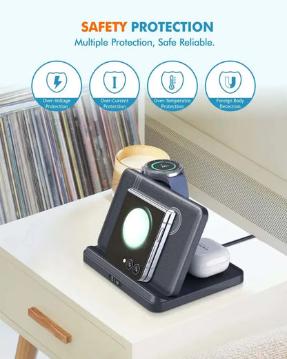 3 In 1 Wireless Charger Stand With Fast Charging Dock - Smarsty