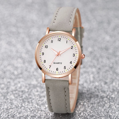 Fashion Arabic Dial Quartz Watch with Leather Strap for Women - Smarsty