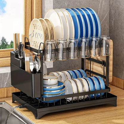 Carbon steel multifunctional kitchen shelf storage rack, bowl and chopstick rack storage organization saves space