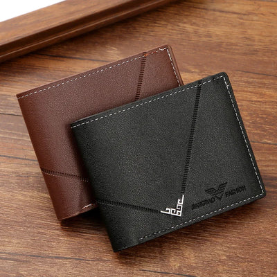 Men's Slim Money Clip Wallet Credit Card ID Holder Casual Male Leather Short Multi Card Holder Purses Business Man Bifold Wallet - Smarsty