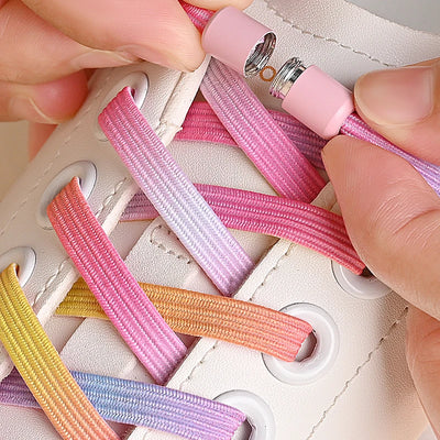1Pair No Tie Shoe Laces Colorful Buckle Shoelaces Pearl Light Colorful Fashion Without Ties Elastic Laces Sneaker Kids Adult - Smarsty