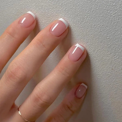 24 Piece Short Fake Nails Set with Glitter Tips - Smarsty