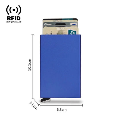 Rfid Credit Card Holder Metal Thin Slim Smart Wallet Men Women Wallets Pop Up Minimalist Small Black Purse Mini Walets for Men - Smarsty