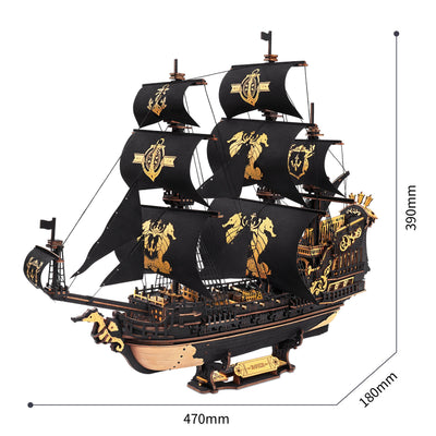 Robotime Rokr 3D Puzzle Wooden Seahouse Barque Model kits Build Home Desk Decoration Gift For Teens and Adults - Smarsty