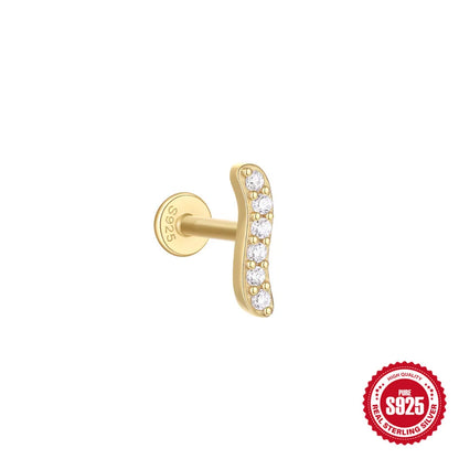 925 Silver Star Moon Zircon Stud Earrings Hypoallergenic - Smarsty