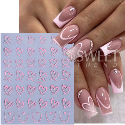 Valentine's Day Nail Art Stickers 3D Heart Designs - Smarsty