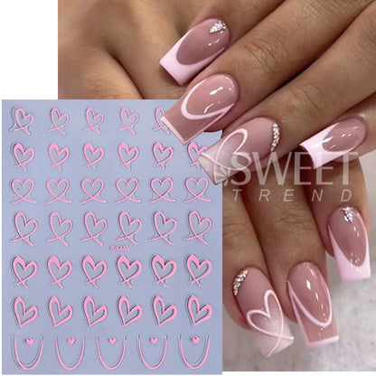Valentine's Day Nail Art Stickers 3D Heart Designs - Smarsty