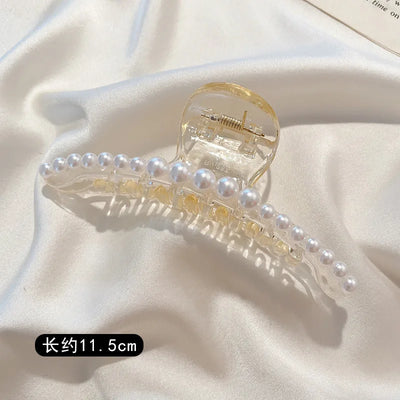 Large Pearl Hair Claw Clip Acrylic Fashion Barrette Stylish - Smarsty