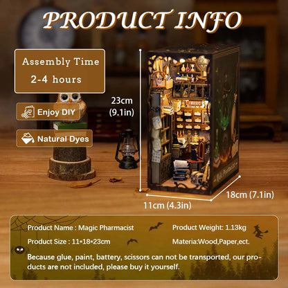 CUTEBEE DIY Book Nook Kit Miniature Doll House Home Touch Light Dust Cover Model Building Toys Gifts Magic Pharmacist by Smarsty