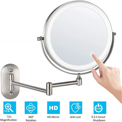 Wall Mounted Makeup Mirror with 10x Magnification - Smarsty