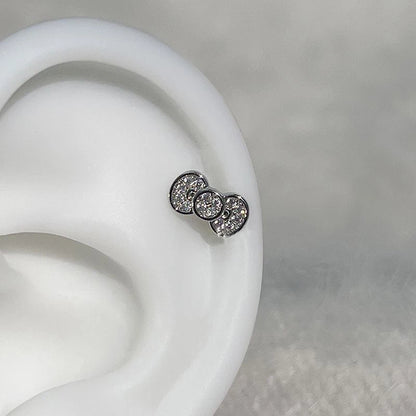 Stainless Steel Heart Bowknot Zircon Stud Earrings Cute - Smarsty