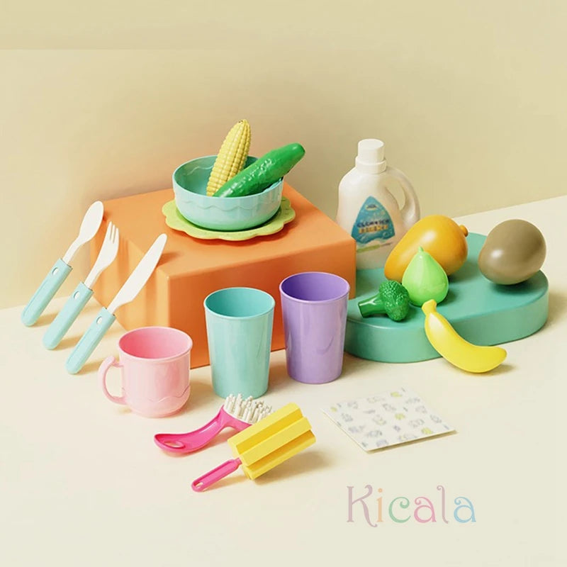 Kids Kitchen Sink Toys Electric Dishwasher Playing Toy With Running Water Pretend Play Food Fishing Toy Role Playing Girls Gift by Smarsty