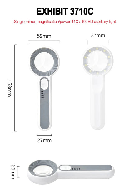 Rechargeable Handheld Magnifier with LED Light for Easy Reading - Smarsty