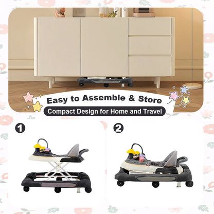 Baby Walkers With Universal Wheel Anti-Roll Anti O-Leg Walker Handcart Learning Start Walker Foldable Multifunction